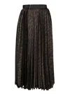 Sacai Pleated Leopard Print Satin Midi Skirt