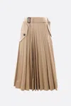 Sacai Long Pleated Skirt Skirts Beige In Green