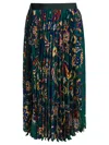 Sacai Floral Print Skirt In Green