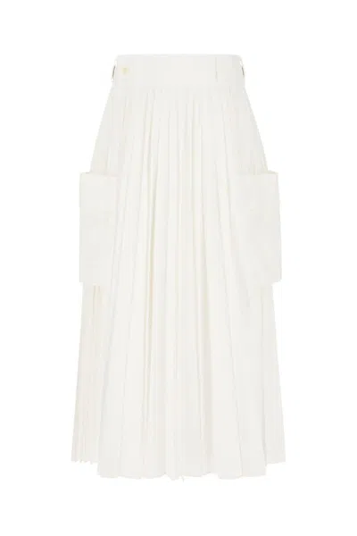 Sacai White Cotton Skirt In 151