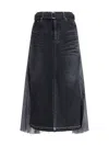 Sacai Midi Skirt In Black