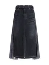Sacai Midi Skirt In Black
