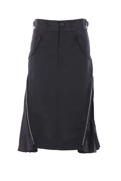 Sacai Suiting Mix Skirt In Black