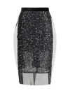 Sacai Sequin-embellished Rear Slit Skirt In Black