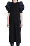 Sacai Black Nylon Twill & Cotton Jersey Maxi Dress In Black