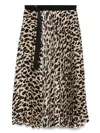 Sacai Asymmetrical Leopard Print Skirt With Adjustable Belt In Brown