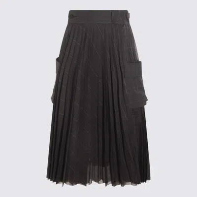 Sacai Skirts Gray In Black
