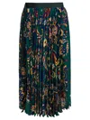 Sacai Floral Print Skirt In Green