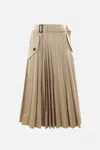 Sacai Beige Cotton Gabardine Midi Skirt In Multi