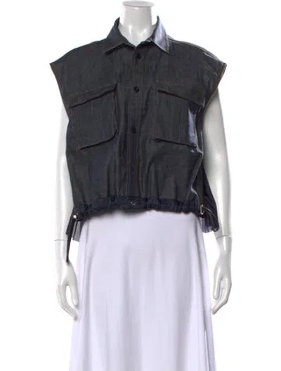 Pre-owned Sacai Sleeveless Button-up Top In Blue