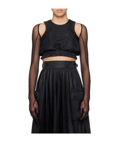 Sacai Sleeveless Crop Top In Black