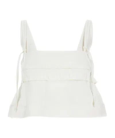 Sacai Sleeveless Denim Overalls In White