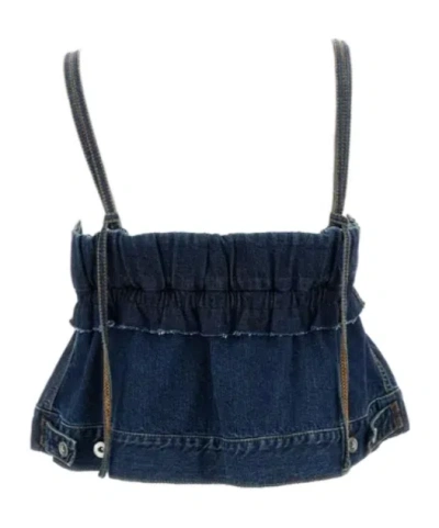 Sacai Sleeveless Denim Tank Top In Blue