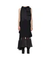 Sacai Sheer-panelled Belted Dress In Black