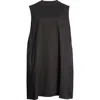 Sacai Sleeveless Mixed Media Shift Dress In Black