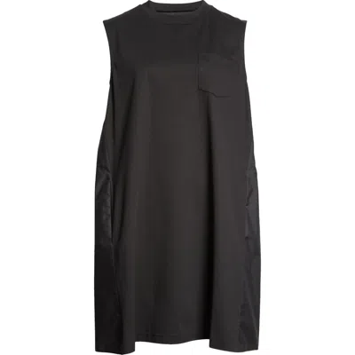 ■sacai■サカイ■Sleeveless Mixed Media Shift Dress■ Sacai Sleeveless Mixed Media Shift Dress In Black | ModeSens