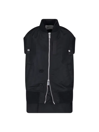 Sacai Sleeveless Padded Bomber Vest In Black