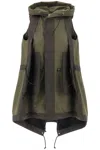 Sacai Nylon Hooded Drawcord Parka Vest In Green