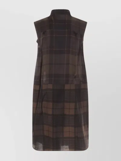 Sacai Sleeveless Plaid Knee Length Dress