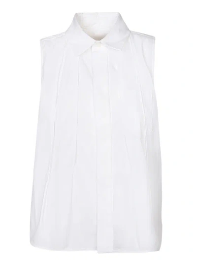 Sacai Sleeveless Poplin Cotton Shirt In White
