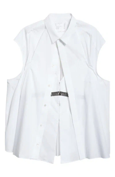 Sacai Sleeveless Poplin Shirt In Off White