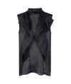 Sacai Asymmetric Ruffle Tank Top In Chiffon In Black