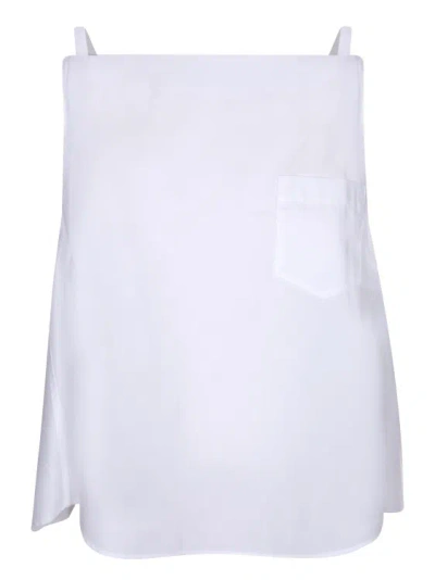 Sacai Sleeveless Top Featuring A Pleated Finish. Includes Thin Straps And A Patch Pocket On The Chest. In Purple
