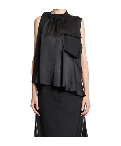 Sacai Sleeveless Tops In Black