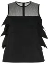 Sacai Sheer Panel Layered Crew-neck Top In Black