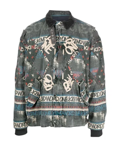Sacai Bomberjacke Mit Slogan-print In Grey