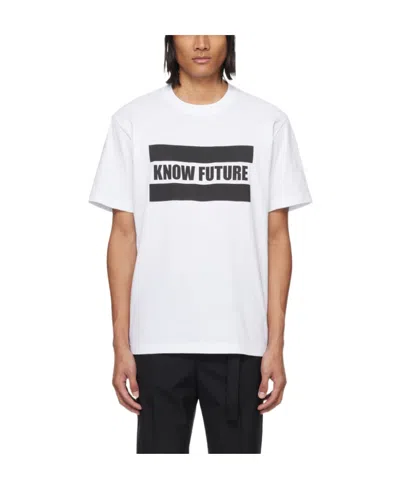 Sacai Slogan-print Cotton T-shirt In White