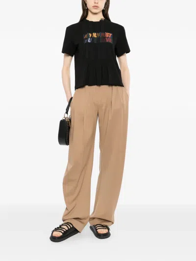 Sacai Slogan-print T-shirt In Black