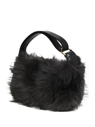 Pre-owned Sacai Small Faux-fur Tote Bag In Black