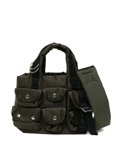 Sacai Small Pocket Tote Bag In Green