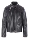 Sacai Snap-fastening Leather Jacket In Black