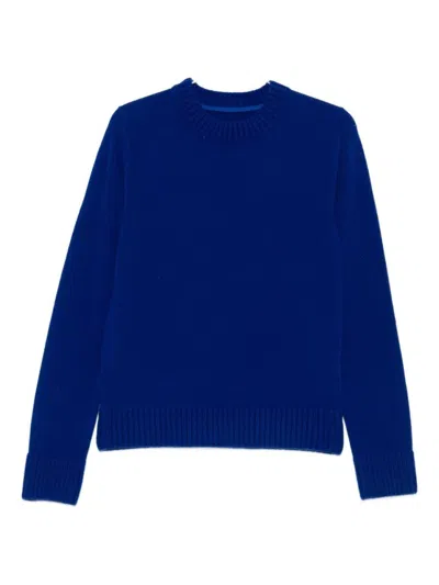 Sacai Solid Blue Sweater With Classic Crew Neckline And Ribbed Detailing