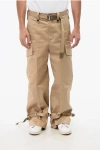Sacai Solid Color Cargo Pants With Belt In Brown
