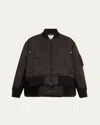 Sacai Spiewak Faux Fur Trim Nylon Trench Hybrid Coat In Lgray
