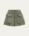 Sacai Spiewak Nylon Cargo Pocket Zip Front Mini Skirt In Bkhaki
