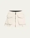 Sacai Spiewak Nylon Cargo Pocket Zip Front Mini Skirt In Lgray
