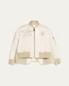 Sacai Spiewak Patch Nylon Shearling Bomber Jacket In Lgray