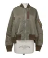 Sacai Khaki Nylon Twill Bomber Jacket In Green