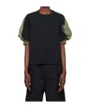 Sacai Splitting Round-neck T-shirt In Black