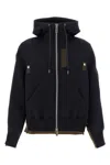 Sacai Zippered Arm Pocket Hooded Sweatshirt In Blue