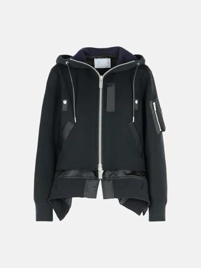 Sacai 'sponge' Black Cotton Blend Sweatshirt