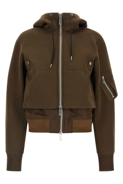 Sacai 'sponge' Bomber Jacket In Braun