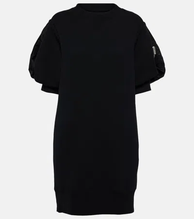 Sacai Sponge Cotton-blend Minidress In Black