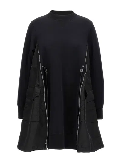 Sacai Sponge Dress In Black
