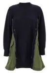 Sacai Ma-1 Side Gusset Long Sleeve Sponge Minidress In Multi