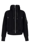 Sacai Black Sponge Sweat X Nylon Twill Hoodie In Black